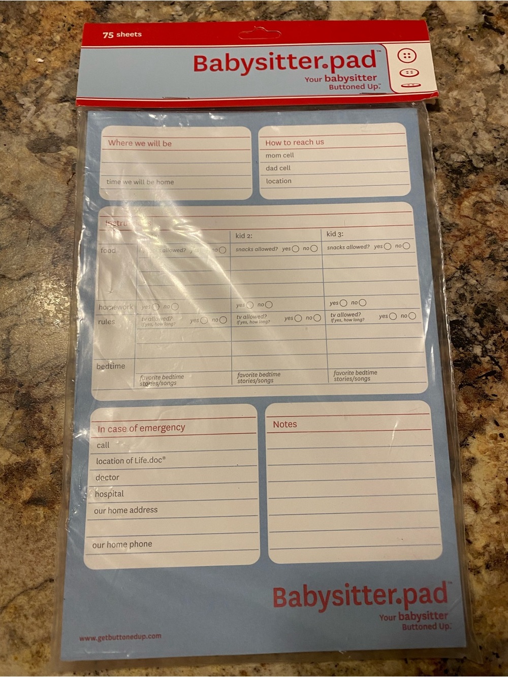 NWT Franklin Covey Babysitter Notepad - Blue